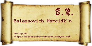 Balassovich Marcián névjegykártya